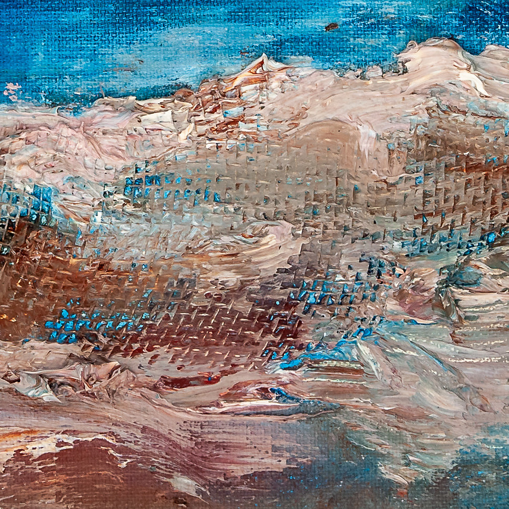 Détail d'une oeuvre bleue de Chris Poidevin